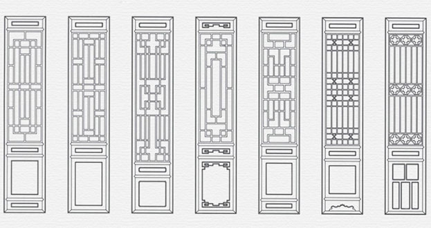 寿光常用中式仿古花窗图案隔断设计图